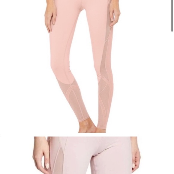 ALO Yoga Blush Pink Leggings W/Lace Mesh Detail - Picture 3 of 9